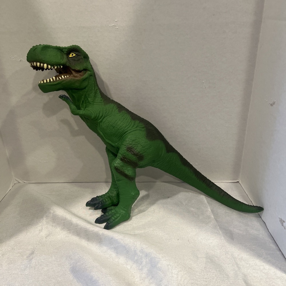 Large Epic Tyrannosaurus Dinosaur GreenSoft Squishy Vinyl Toy 14x21 GUC -2112A